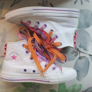 Junior Converse Hi-Tops w/ multicolor double-laces